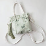 Buddha Stones White Flowers Green Leaves Canvas Tote Crossbody Bag Shoulder Bag Handbag