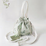 Buddha Stones White Flowers Green Leaves Canvas Tote Crossbody Bag Shoulder Bag Handbag