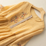 Buddha Stones Spring Ethnic Embroidery Half Sleeve Women's Midi Dress