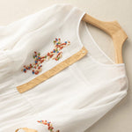 Buddha Stones Spring Ethnic Embroidery Half Sleeve Women's Midi Dress