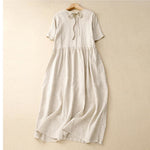 Buddha Stones Casual Short Sleeve Bowknot Tie Straps Women's Midi Dress With Pockets