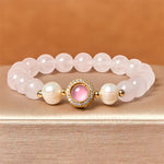Buddha Stones Pink Crystal Pearl Warmth Bracelet