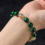 Buddha Stones Natural Green Tiger Eye Beads Green Leaf Positive Bracelet