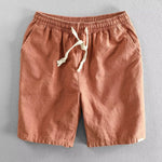 Buddha Stones Drawstring Elastic Waist Cotton Men's Shorts With Pockets