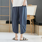 Buddha Stones Summer Men's Solid Color 7-8 Length Drawstring Pants With Pockets