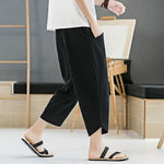 Buddha Stones Summer Men's Solid Color 7-8 Length Drawstring Pants With Pockets
