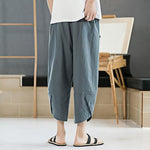 Buddha Stones Summer Men's Solid Color 7-8 Length Drawstring Pants With Pockets