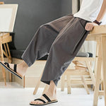 Buddha Stones Summer Men's Solid Color 7-8 Length Drawstring Pants With Pockets