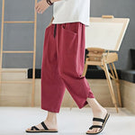 Buddha Stones Summer Men's Solid Color 7-8 Length Drawstring Pants With Pockets