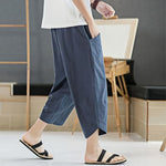 Buddha Stones Summer Men's Solid Color 7-8 Length Drawstring Pants With Pockets
