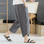 Buddha Stones Summer Men's Solid Color 7-8 Length Drawstring Pants With Pockets