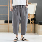 Buddha Stones Summer Men's Solid Color 7-8 Length Drawstring Pants With Pockets
