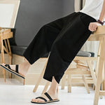 Buddha Stones Summer Men's Solid Color 7-8 Length Drawstring Pants With Pockets