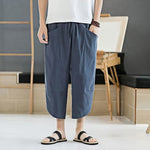 Buddha Stones Summer Men's Solid Color 7-8 Length Drawstring Pants With Pockets