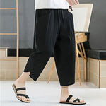 Buddha Stones Summer Men's Solid Color 7-8 Length Drawstring Pants With Pockets