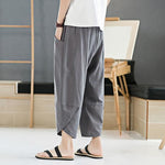 Buddha Stones Summer Men's Solid Color 7-8 Length Drawstring Pants With Pockets