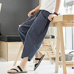 Buddha Stones Summer Men's Solid Color 7-8 Length Drawstring Pants With Pockets