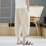 Buddha Stones Summer Men's Solid Color 7-8 Length Drawstring Pants With Pockets