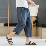 Buddha Stones Summer Men's Solid Color 7-8 Length Drawstring Pants With Pockets