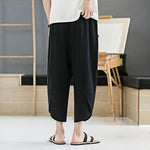 Buddha Stones Summer Men's Solid Color 7-8 Length Drawstring Pants With Pockets