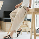 Buddha Stones Summer Men's Solid Color 7-8 Length Drawstring Pants With Pockets