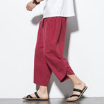 Buddha Stones Summer Men's Solid Color 7-8 Length Drawstring Pants With Pockets