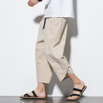 Buddha Stones Summer Men's Solid Color 7-8 Length Drawstring Pants With Pockets
