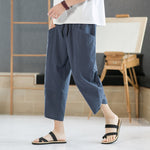 Buddha Stones Summer Men's Solid Color 7-8 Length Drawstring Pants With Pockets