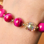 Buddha Stones Natural Red Tiger Eye Purple Tiger Eye Beads Green Leaf Protection Bracelet