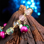 Buddha Stones Natural Red Tiger Eye Purple Tiger Eye Beads Green Leaf Protection Bracelet