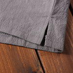 Buddha Stones 2Pcs Plain Notched Collar Short Sleeve T-Shirt Shorts With Pockets Cotton Linen Men's Meditation Cloth Set