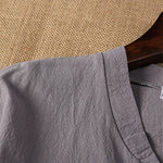 Buddha Stones 2Pcs Plain Notched Collar Short Sleeve T-Shirt Shorts With Pockets Cotton Linen Men's Meditation Cloth Set