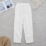 Buddha Stones Summer Plain Color Splicing Design Cotton Linen Women's Pants With Pockets