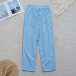 Buddha Stones Summer Plain Color Splicing Design Cotton Linen Women's Pants With Pockets
