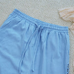 Buddha Stones Summer Plain Color Splicing Design Cotton Linen Women's Pants With Pockets