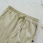 Buddha Stones Summer Plain Patchwork Design Drawstring Cotton Linen Women's Pants With Pockets