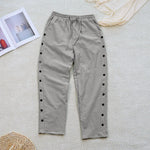 Buddha Stones Summer Plain Patchwork Design Drawstring Cotton Linen Women's Pants With Pockets