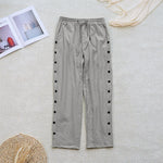 Buddha Stones Summer Plain Patchwork Design Drawstring Cotton Linen Women's Pants With Pockets