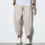 Buddha Stones Casual Summer Drawstring 7-8 Length Linen Men's Harem Pants With Pockets