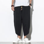 Buddha Stones Casual Summer Drawstring 7-8 Length Linen Men's Harem Pants With Pockets