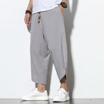 Buddha Stones Casual Summer Drawstring 7-8 Length Linen Men's Harem Pants With Pockets