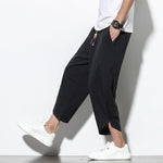 Buddha Stones Casual Summer Drawstring 7-8 Length Linen Men's Harem Pants With Pockets