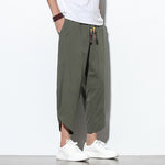 Buddha Stones Casual Summer Drawstring 7-8 Length Linen Men's Harem Pants With Pockets