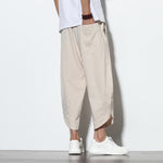 Buddha Stones Casual Summer Drawstring 7-8 Length Linen Men's Harem Pants With Pockets