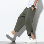 Buddha Stones Casual Summer Drawstring 7-8 Length Linen Men's Harem Pants With Pockets