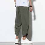 Buddha Stones Casual Summer Drawstring 7-8 Length Linen Men's Harem Pants With Pockets