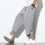 Buddha Stones Casual Summer Drawstring 7-8 Length Linen Men's Harem Pants With Pockets