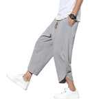 Buddha Stones Casual Summer Drawstring 7-8 Length Linen Men's Harem Pants With Pockets