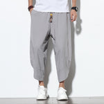 Buddha Stones Casual Summer Drawstring 7-8 Length Linen Men's Harem Pants With Pockets