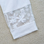 Buddha Stones Summer Daily FloralWhite Plain Patchwork Lace Design Cotton Linen Women's Pants With Pockets